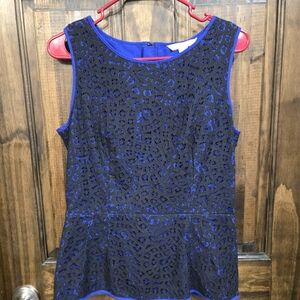 Banana Republic Black and Blue Sleeveless Lace Top